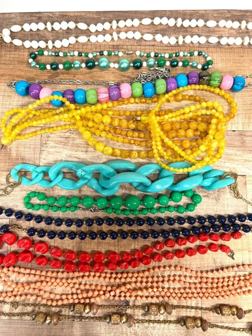 Mixed Lot Of Vintage Beaded Necklaces In Multi-Color Assortment